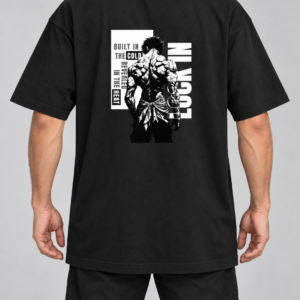 longline black graphic tee back view